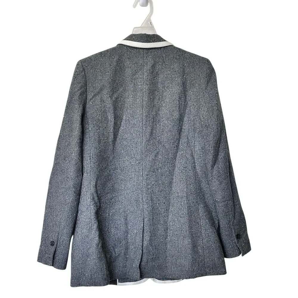 Banana Republic Gray piped Tweed Wool Blend blazer Jacket Size 6